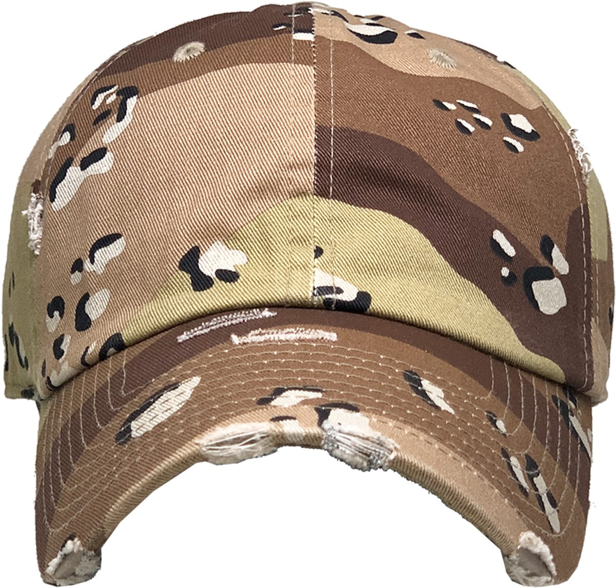 Desert Camouflage Distressed Vintage Baseball Cap Front View
